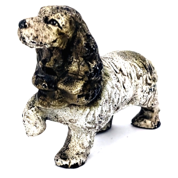 Antique  Hubley Brown and White Cocker Spaniel Cast Iron Dog Statue Door - Picture 2 of 5